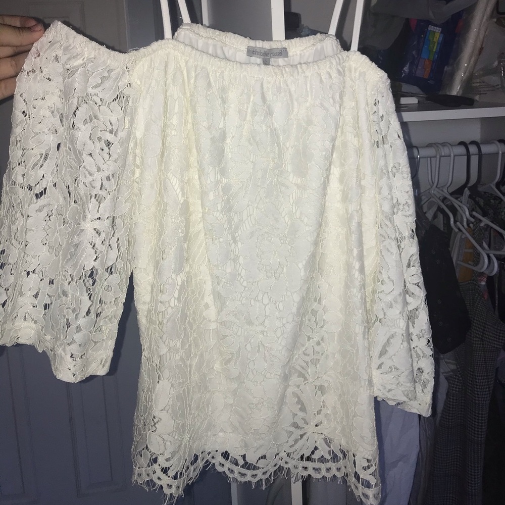 White off shoulder shirt